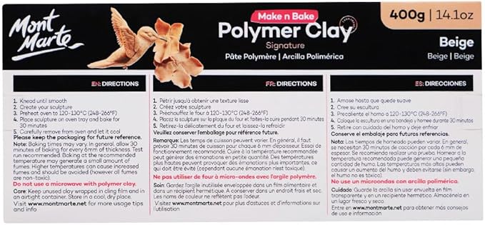 Mont Marte Make n Bake Polymer Clay 400gm Block - Beige