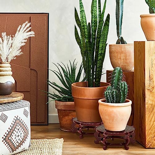 Geetery 2 Pcs 4–12 in Oriental Wooden Plant Stand Indoor Vase Stand, 10 in - Image 6