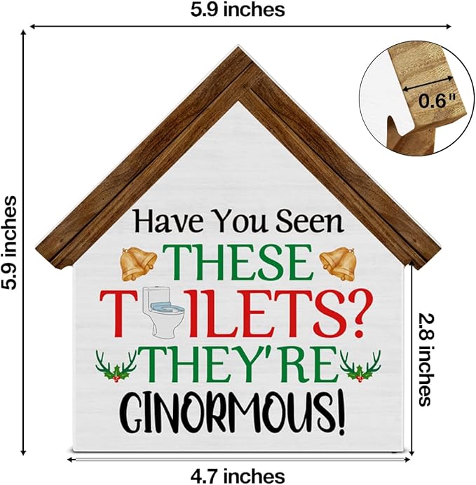 Funny Christmas Bathroom Decorations, Christmas Vacation Decor, Have You Seen These Toilets House Shaped Wooden Sign, Restroom Bathroom Decor for Table Shelf