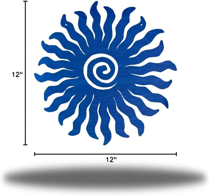 Riverside Designs Sunburst Metal Wall Art Steel Outdoor Decor - Heavy-Duty and Waterproof - Made in USA (12", Blue)