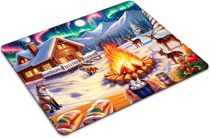 Square Mouse Pad Christmas Bonfire,Gaming Mouse Pads for Desk,Soft Computer Waterproof Non-Slip Mouse Mat