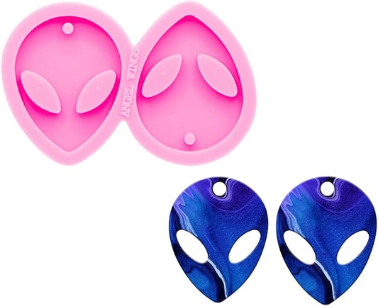 Alien Head Shape Resin Earring Mold Silicone Resin Jewelry Molds DIY Epoxy Resin Casting Molds for Women Earrings and Pendants Crafts Necklace Resin Mold