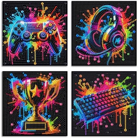 ICYANART 4 Pack Egame Diamond Art Painting Kits for Kids 6x6 Inch by Unknown