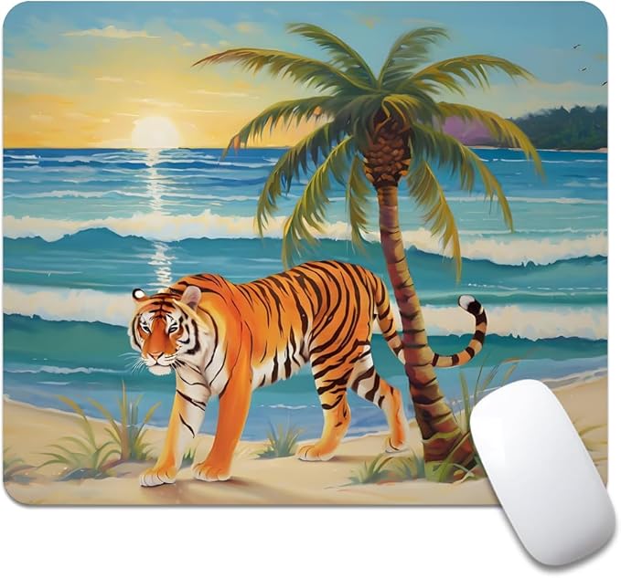 Tiger by The Seaside Texture Mouse pad, Square Waterproof and Anti Slip Mouse pad for Office laptops