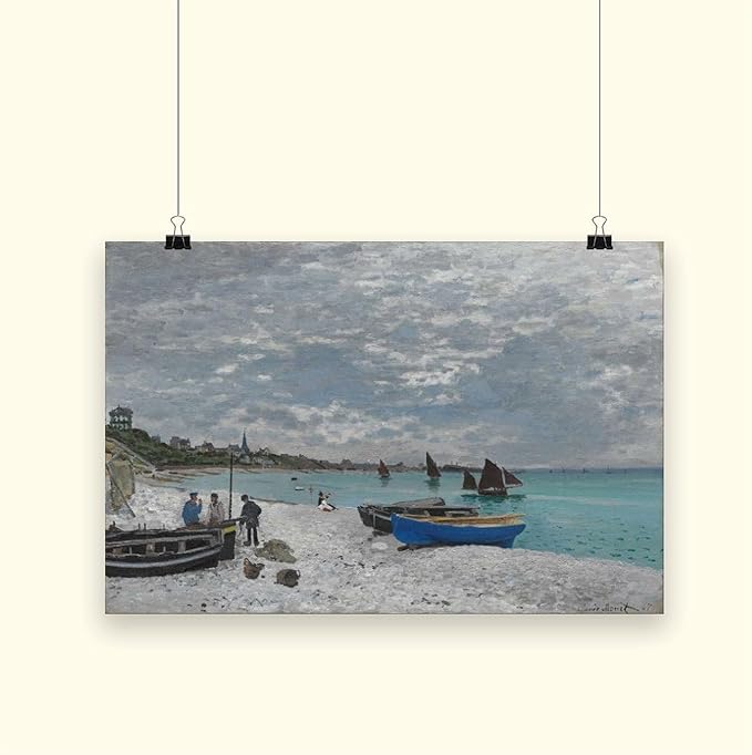 40+ Monet Famous Print Posters The Beach at Sainte-Adresse by Claude Monet Impressionism Poster Print for Room Aesthetics Canvas Wall Art Print Unframe 16×24inch(40×60cm)