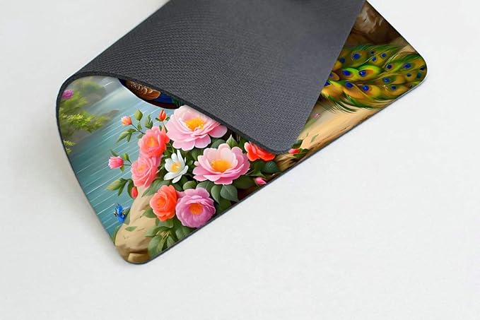 Square Mouse Pad Peacock,Gaming Mouse Pads for Desk,Soft Computer Waterproof Non-Slip Mouse Mat
