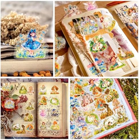 60Pcs Kawaii Girls Stickers for Journaling - Cute Sweet Cartoon Transparent Collage Scrapbooking Supplies Sticker Decal for Junk Journal Cards DIY Arts Crafts - Image 2
