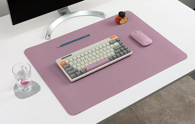 Dual-Sided Leather Desk Pad,Blotter for Laptop Computer,Mouse Pad,Writing,Drawing,Arts and Craft Mat (17"x24", Lilac)