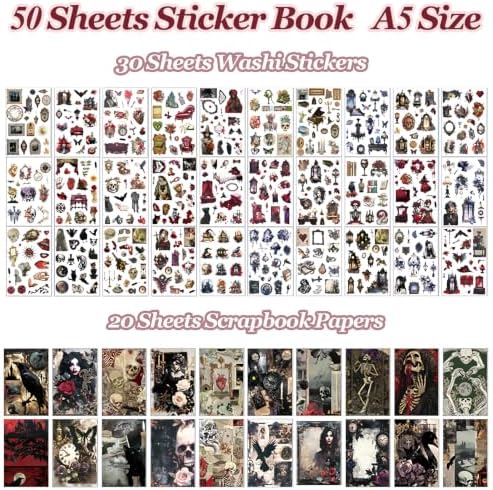 500PCS Washi Stickers for Scrapbook Supplies,Gothic Castle Scrapbook Paper - Image 2