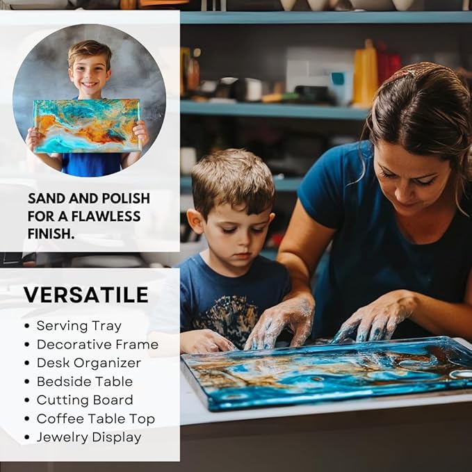Alaskey® Large Premium Rectangular Resin Table Silicone Mold 16"x10" and 19"x11" | Durable, Reusable, No Seal Required | Large Epoxy Resin Mold for DIY River Table, Coffee Table, Cutting Board Crafts