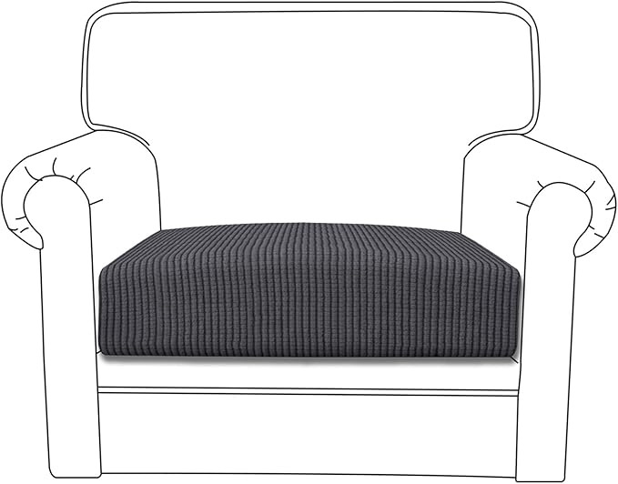Easy-Going Stretch Cushion Cover Sofa Cushion Furniture Protector Sofa Seat Sofa slipcover Sofa Cover Soft Flexibility with Elastic Bottom(Chair Cushion,Dark Gray)