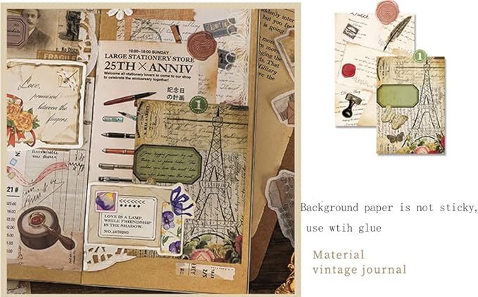 Alideco 260pcs Vintage Scrapbook Supplies Pack for Art Journaling Bullet Junk Journal Planners DIY Paper Stickers Craft Kits Notebook Collage Album Aesthetic Cottagecore Picture Frames(Book study)