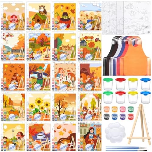 Sherr 140 Pcs 20 Set Pre Drawn Canvas Painting Kit, Autumn by Sherr