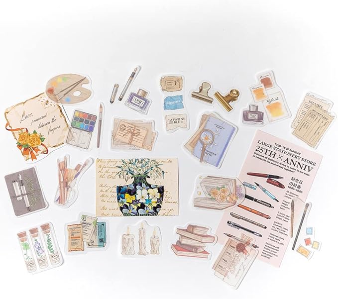 Alideco 260pcs Vintage Scrapbook Supplies Pack for Art Journaling Bullet Junk Journal Planners DIY Paper Stickers Craft Kits Notebook Collage Album Aesthetic Cottagecore Picture Frames(Book study)