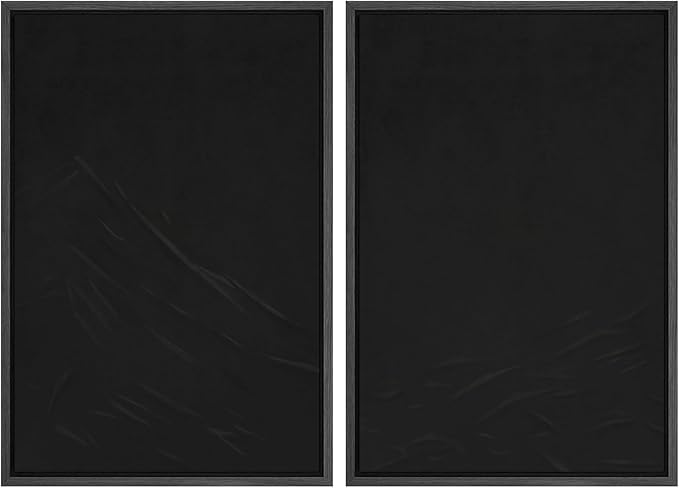 SIGNWIN Framed Canvas Print Wall Art Set Dark Black Color Field Landscape Abstract Shapes Illustration Modern Art Minimalism Decorative Nordic for Living Room, Bedroom, Office - 16"x24"x2 Black