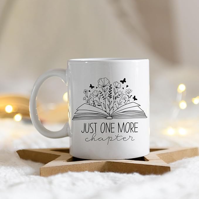 IWXYI Cool Gifts For Writers,Book Mugs For Women,Book Lovers Coffee Mug - Just One More Chapter, Book Lovers Gift Ideas, 11oz Reading Teacher Coffee Mug Ceramic Gifts