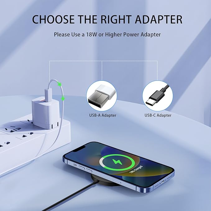 for MagSafe Charger 2 Pack 15W Magnetic Wireless Charging Pad for iPhone 17 16 15 14 13 12 Air Pro Max Plus mini/AirPods 2 3 Pro, Slim Portable Strong Magnet Quick Charger, USB-C/A Ports, Black