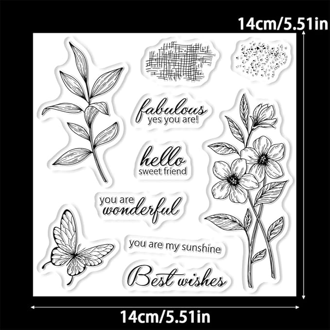 Morning Glory Butterfly Stamps and Cutting Dies for Card Making DIY Transparent Silicone Clear Stamp and Metal Die Cuts Sets for Scrapbooking Paper Greeting Cards Decor Seals Craft Supplies