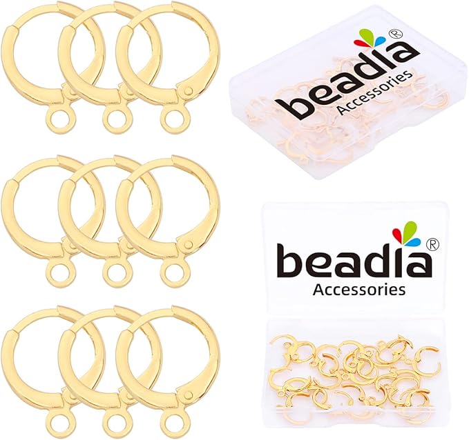 18K Gold Plated Earring Hooks Round 12mm 20pcs for Jewelry Making Findings