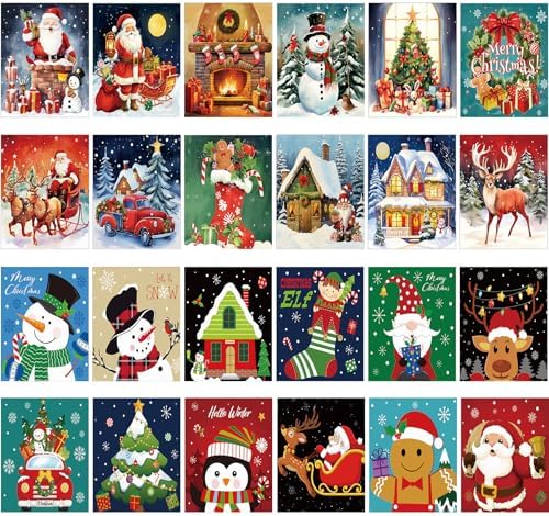 Sherr 24 Pcs Pre Drawn Canvas for Adult, Christmas, 8 x 10 Inch by Sherr