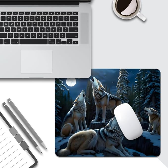 The Fox Under The Moonlight Texture Mouse pad, Square Waterproof and Anti Slip Mouse pad for Office laptops