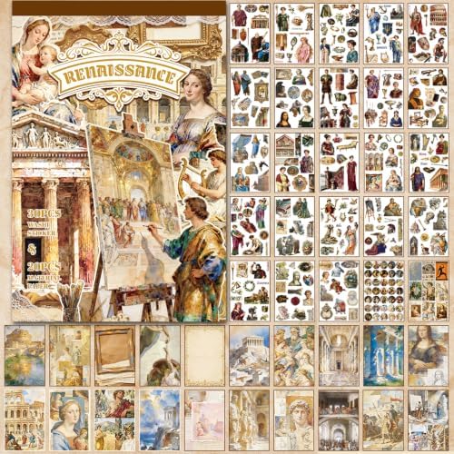 500PCS Washi Stickers for Scrapbook Supplies,Vinatge Art Scrapbook Paper by Lciyioc