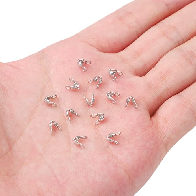 Platinum Plated End Caps Non Tarnish 3x6mm 200pcs for Jewelry Making Findings
