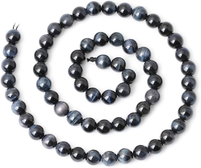 60PCS 6mm Natural Blue Tiger Eye Gemstone Round Loose Beads for Jewelry Making DIY Findings 1 Strand 15"
