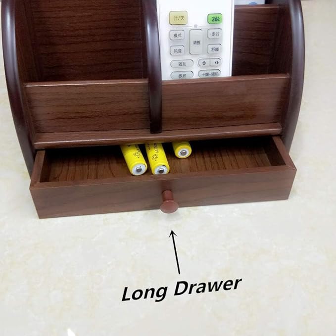 Desk organizer wood remote control holder with long drawer Office stationery storage and sorting organizer household small sundries storage box HeBen1025