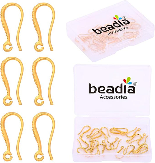 18K Gold Plated Earring Hooks 7x16mm 20pcs for Jewelry Making Findings
