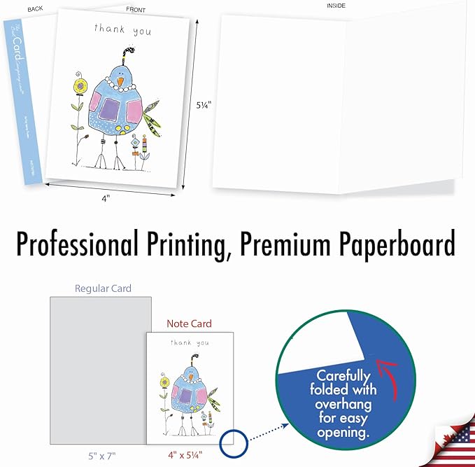 The Best Card Company - 20 Mixed Occasion Note Cards (4 x 5.12 Inch) - Assorted Boxed Cards for Multiple Occasions (10 Designs, 2 Each) - Wordy Birdies AM3176XXB-B2x10