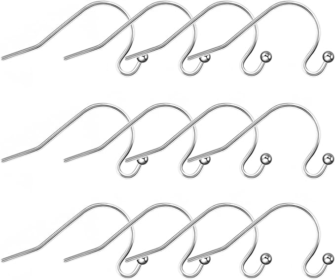 12pcs 20G Pure Titanium Earrings Hooks Ball Dot Ear Wires Hypoallergenic DIY Earrings Findings for Jewelry Making