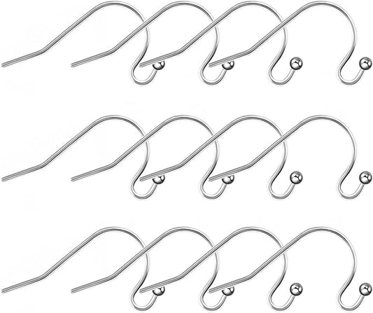 12pcs 20G Pure Titanium Earrings Hooks Ball Dot Ear Wires Hypoallergenic DIY Earrings Findings for Jewelry Making