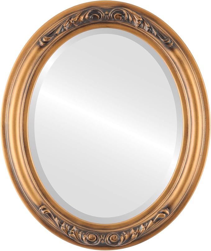 OVALCREST Oval Beveled Wall Mirror for Home Decor - Florence Style - Sunset Gold - 24" x 20"