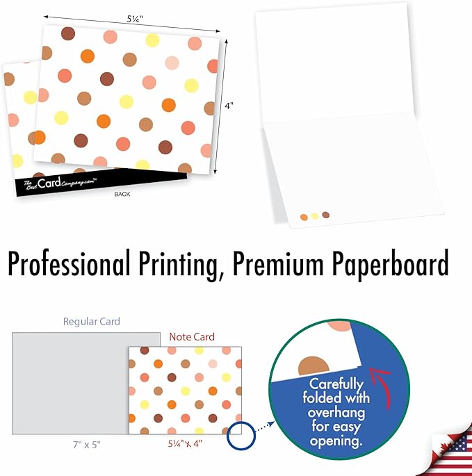 The Best Card Company - 10 Boxed All Occasion Cards with Envelopes for Men and Women (4 x 5.12 Inch) - Colorful, Fun Note Cards Assorted - Happy Dots M6569OCB