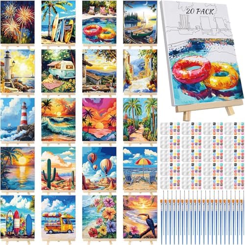 Zhanmai 20 Set Pre Drawn Canvas Painting Kit, Summer Color by Zhanmai