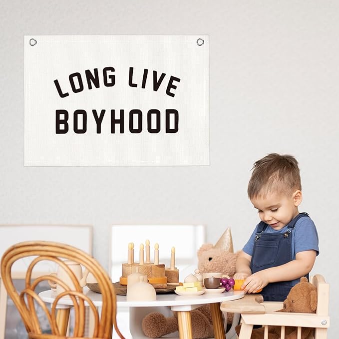 Cute Long Live Boyhood Boys Room Playroom Wall Decor Vintage Sports Decor for Nursery Playroom Kids Bedroom Dorm Toddler Decorations 22x28 Inch