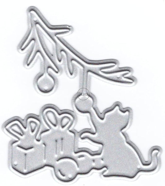 DzIxY Lovely Christmas Gift Cat Metal Cutting Dies for Card Making Embossing Paper Die Cuts Sets Album Scrapbooking Templates Stencils Storage Pockets