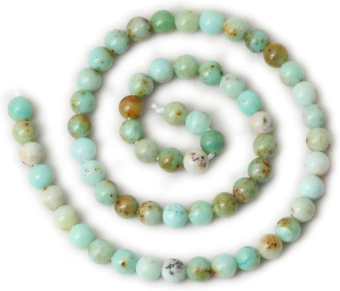 60PCS 6mm Natural Mongolian Turquoise Stone Round Loose Beads for Jewelry Making 1 Strand 15"