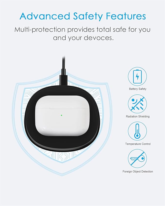 NANAMI Wireless Charger, Qi Certified 15W Max Fast Charging Pad with PD3.0 Adapter USB Phone Charger for iPhone 16/15/14/13/13 Pro/12/11/XS Max,Samsung Galaxy S25/S24/S23/S22/S21/Note 20, Airpods Pro