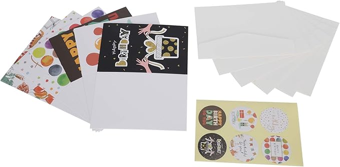 Pilipane Greeting Cards Blank Gift Paper 24Pcs Set with Envelopes and Stickers for Birthday Thank You Notes Holiday Gifts Crafting Writing Graffiti 7 x 10.5cm (happy birthday)