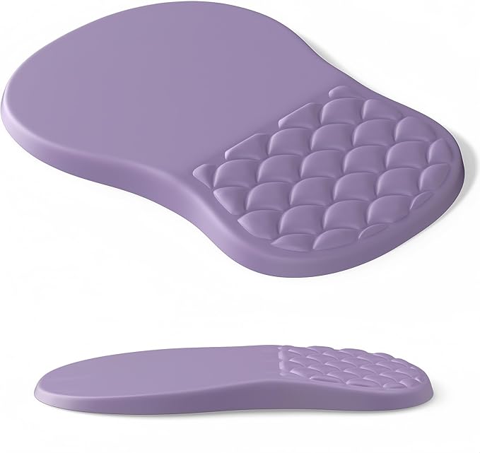 Ergonomic Mouse Pad Wrist Support with Massage Design,Classic Purple Wrist Pain Relief Mousepad with Memory Foam,Non-Slip PU Base