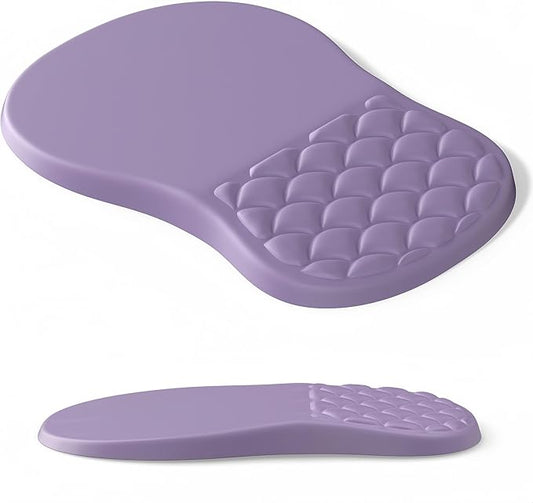 Ergonomic Mouse Pad Wrist Support with Massage Design,Classic Purple Wrist Pain Relief Mousepad with Memory Foam,Non-Slip PU Base