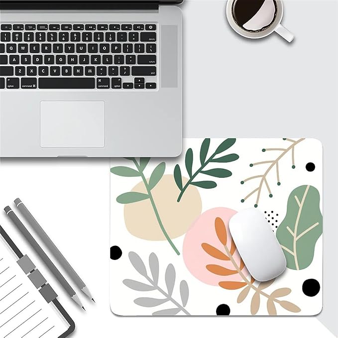 Square Mouse Pad Tropical Plants, Personalized Premium-Textured Custom Mouse Mat Design, Washable Mousepad Cloth, Non-Slip Rubber Base Computer Mouse Pads for Wireless Mouse
