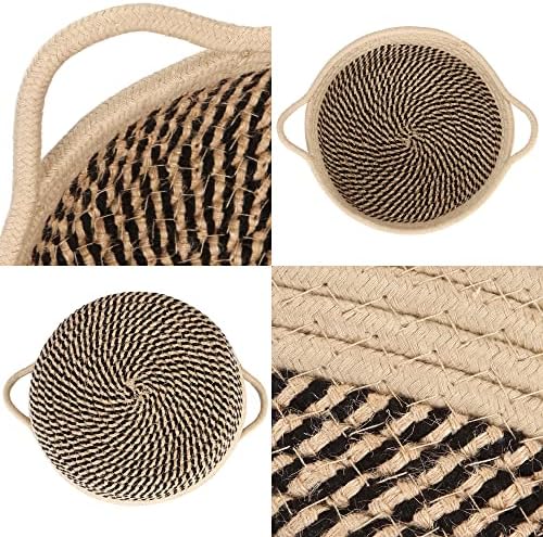 Sea Team 2-Pack Compact Woven Cotton Rope Storage Baskets, Mottled Flaxen - Image 4