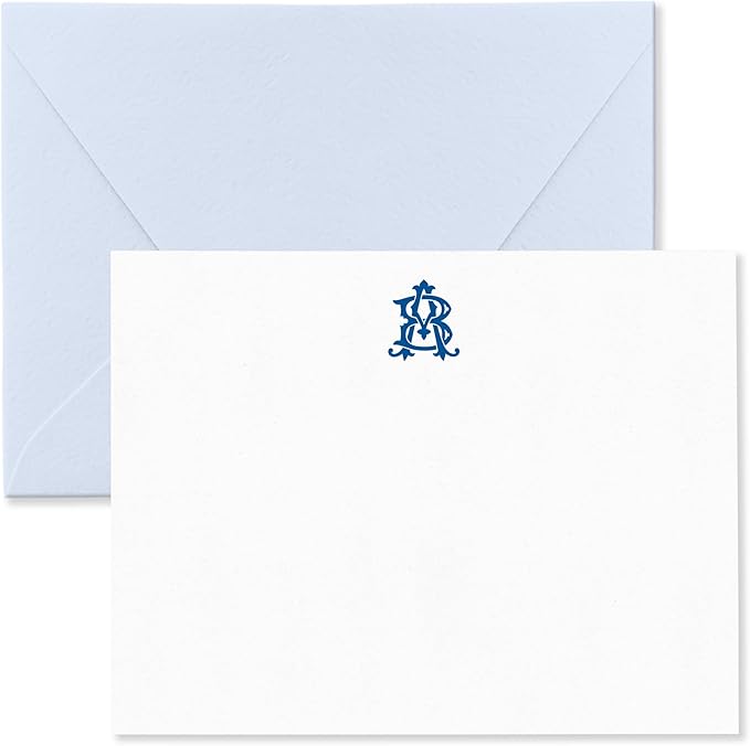 Fairmont & Grove Chic Interlocking 2 Letter Monogram Note Card and Envelope Stationery Set, Classic Monogrammed Personalized Stationary in Choice of Set Size and Colors (Monogram Only)
