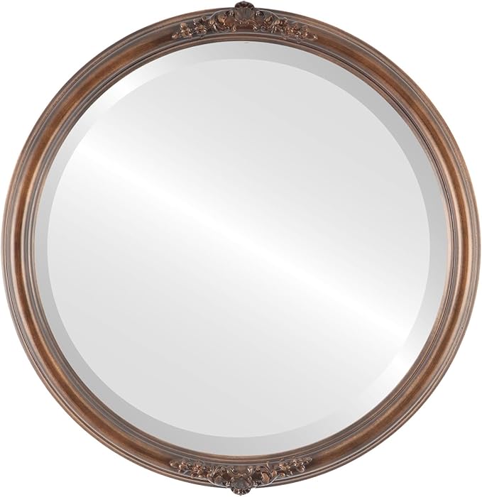 OVALCREST Round Beveled Wall Mirror for Home Decor - Contessa Style - Sunset Gold - 16x16 Outside Dimensions