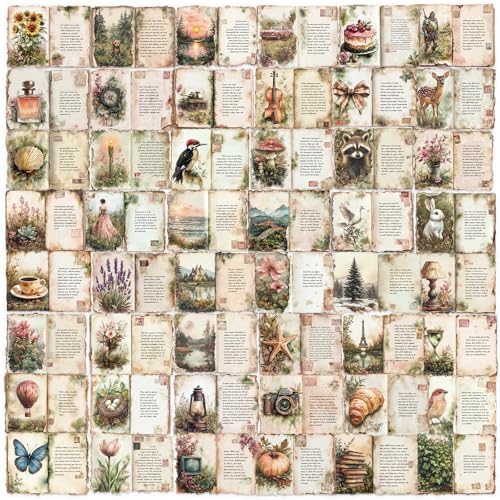 Vintage Watercolor Diary Stickers for Scrapbooking, Waterproof Aesthetic Decals for Planner Water Bottles Art Bullet Junk Journal,DIY Crafts and Scrapbook Supplies for Teens Adults by Fsbgttyc