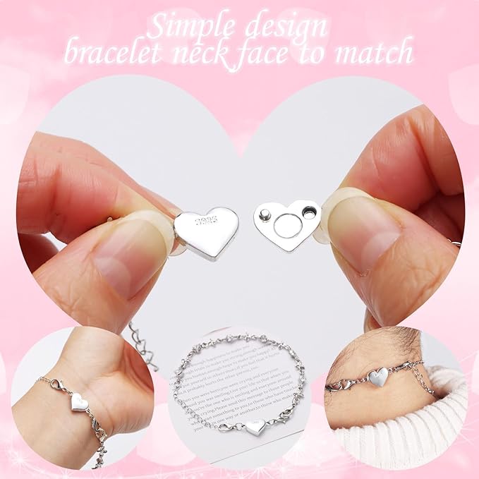 Magnetic Jewelry Clasps Set, Gold and Silver, 12 Pack Rose and Heart Design, Necklace Bracelet Closures with Rhinestone Accents (22pcs Golden Silvery)