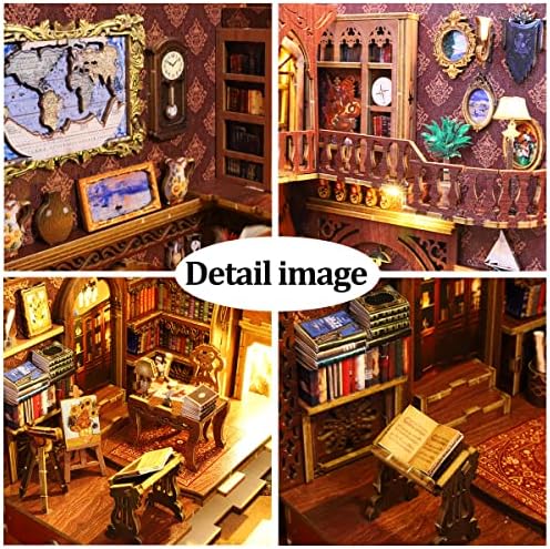 3D DIY Book Nook Kit - DIY Miniature House Kit for Adults, Teens and Beginners, Dollhouse Booknook Library Tiny House Bookshelf Decor 3D Wooden Puzzle, Mini Library of Books Model Build Gift - Image 3